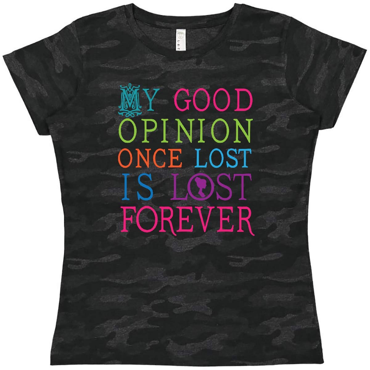 Inktastic Jane Austen 'Good Opinion' Quote Women's T-Shirt - Literary Gift for Book Lovers & Austen Fans - Perfect for Book Clubs, Casual Wear & Gifts