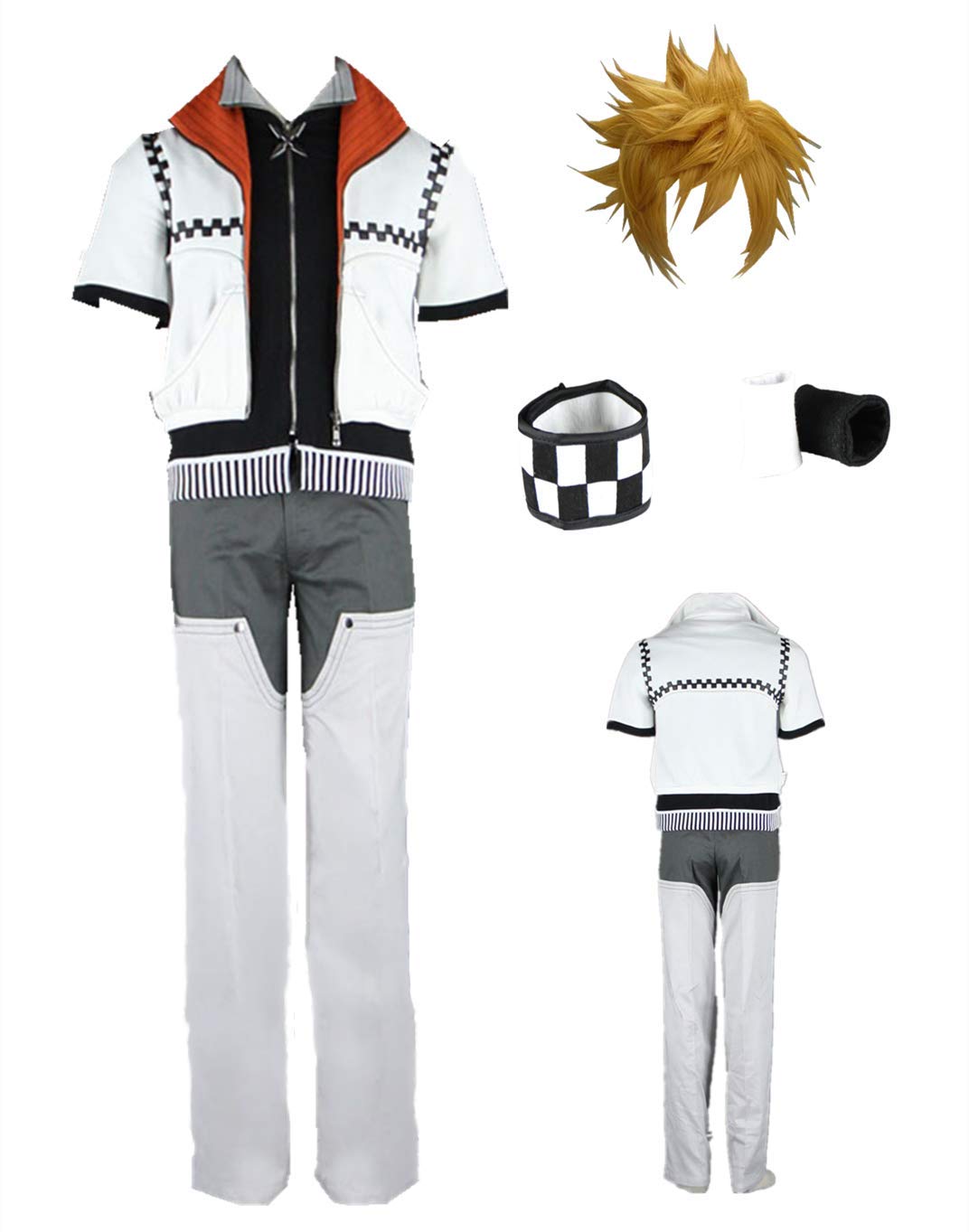 Anime Roxas Cosplay Costume - White Coat with Wig Suit (US Size) | Perfect for Halloween, Cosplay Events & Anime Conventions
