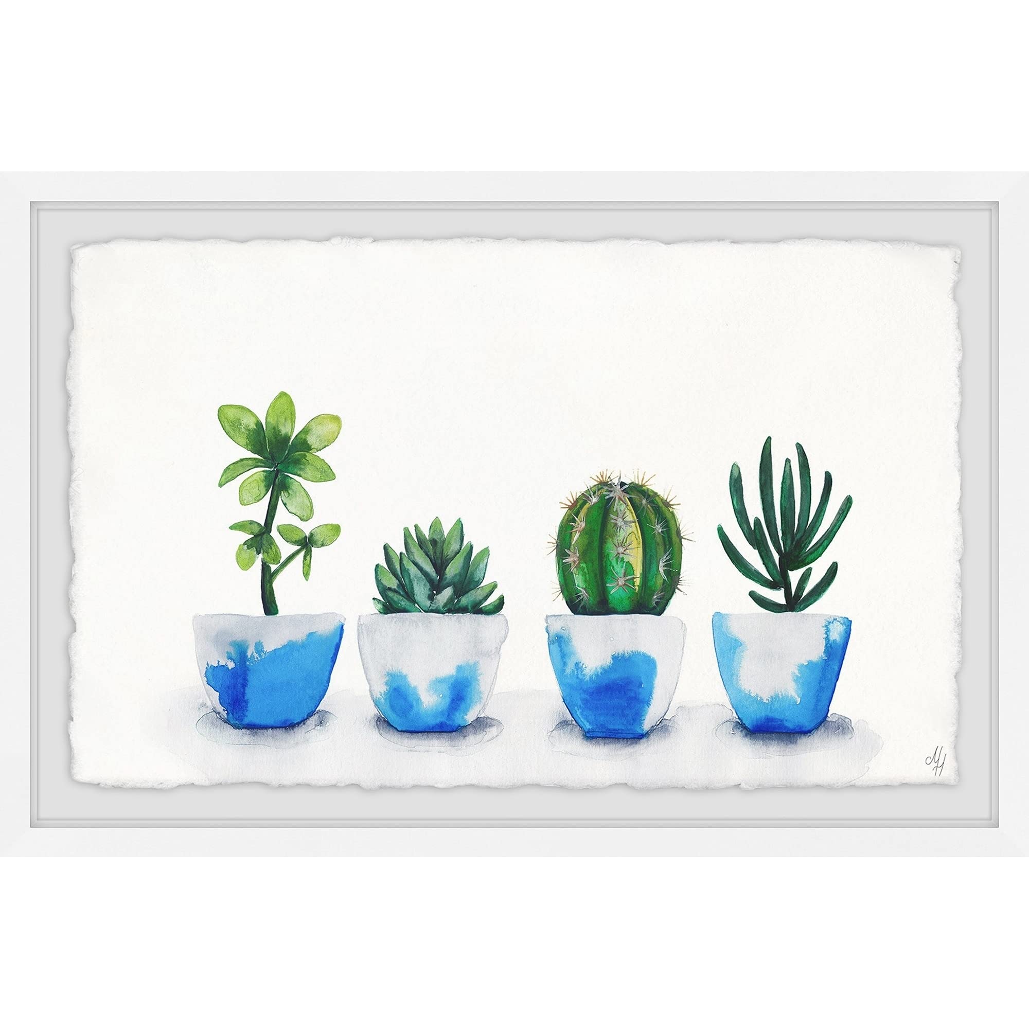 Handmade Touch of Blue Pots Framed Print 36x24 - Marmont Hill Wall Art for Living Room, Bedroom & Office Decor