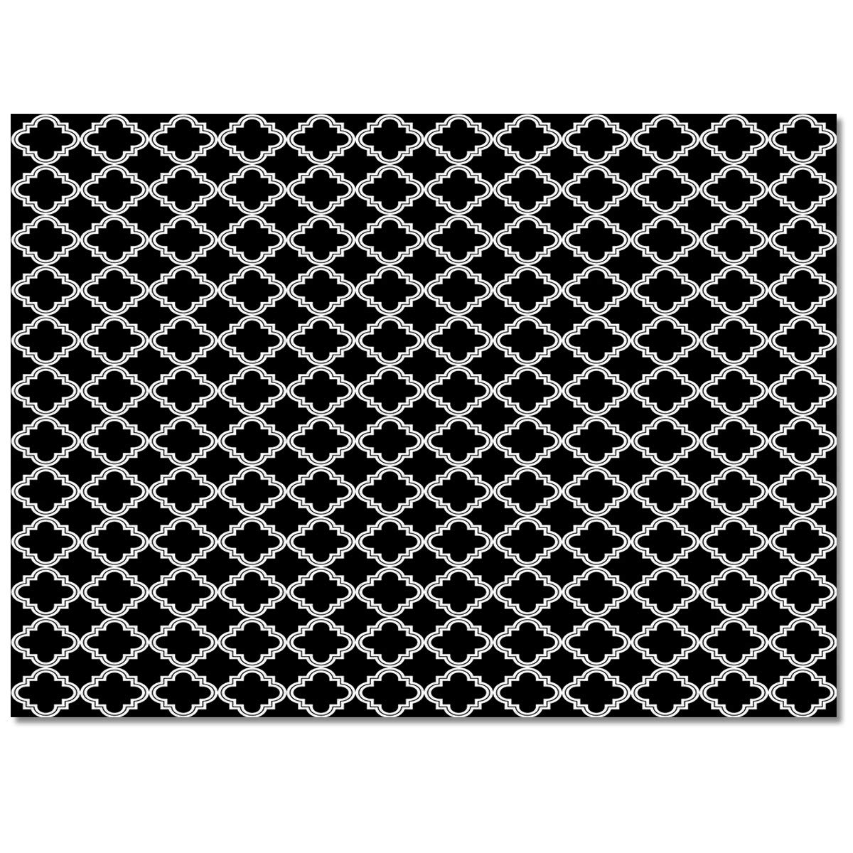 5' x 8' Quatrefoil Pattern Non-Slip Area Rug - Classic Black Monochrome Rectangle Carpet for Living Room, Bedroom & Home Decor | Durable Floor Mat for High Traffic Areas