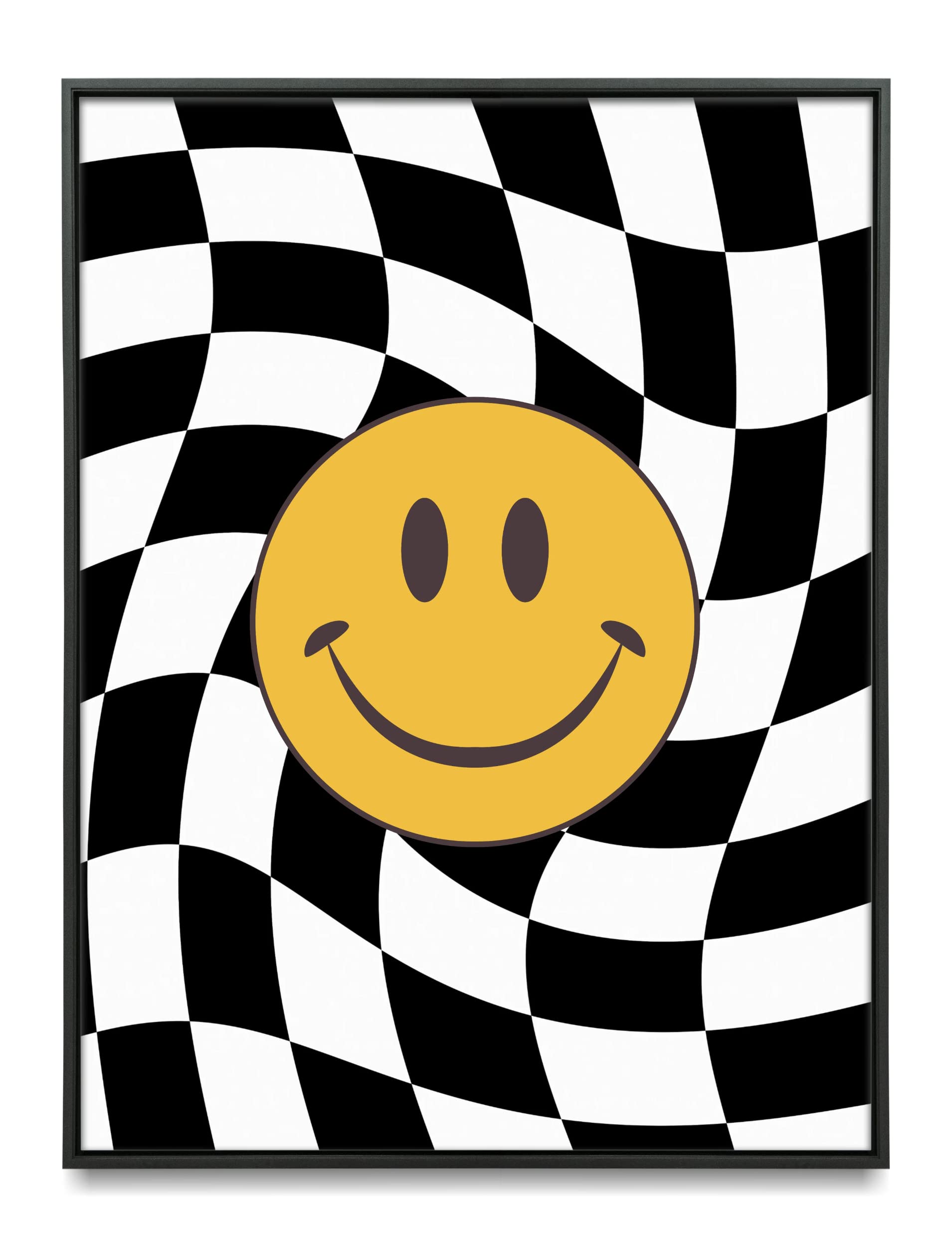Trippy Smiley Face Poster for Bedroom Decor - 18x24 Inch Black & White Aesthetic Wall Art | UNFRAMED Hippie Room Decor | Perfect for Teen Rooms, Dorm Decor & Psychedelic Home Design