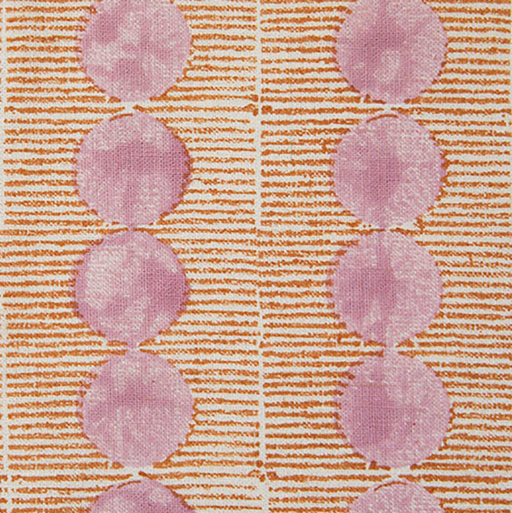 Sunrise Block Printed Linen Fabric in Rose & Copper - Sample for DIY Crafts, Home Decor, and Fashion Accessories