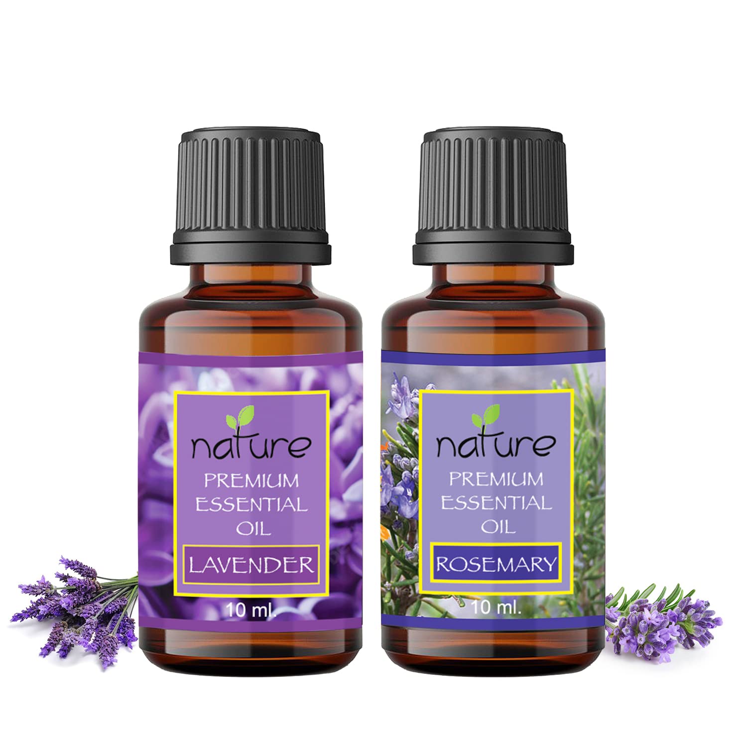 Organic Lavender & Rosemary Essential Oil Set - 100% Pure Natural Aromatherapy Oils for Diffusers, Massage & Relaxation (10ml Each) - Perfect for Stress Relief, Sleep Aid & Home Spa