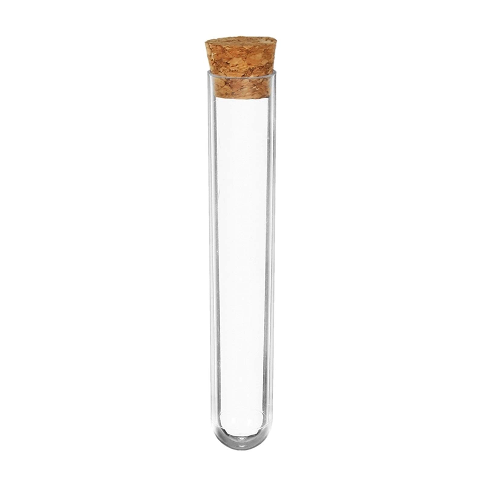 Youmine 100pcs Transparent Plastic Test Tubes with Cork Stoppers, 15x100mm Round Bottom - Science Lab Equipment for School Experiments, Chemistry Class & STEM Education