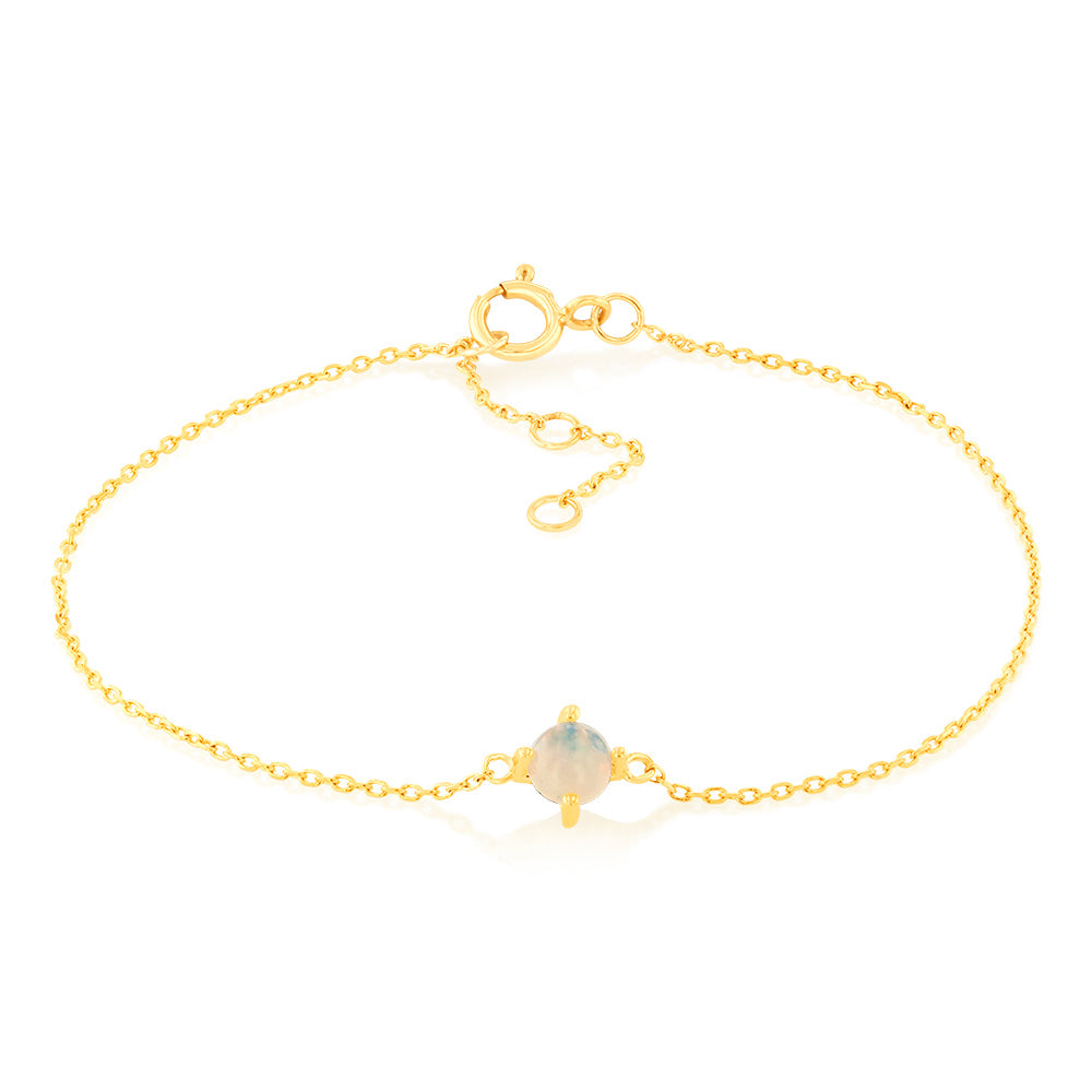 0.17 Carat Opal Adjustable Bracelet 17cm in 9ct Yellow Gold | Elegant Opal Jewelry for Women | Perfect for Weddings, Parties & Everyday Wear