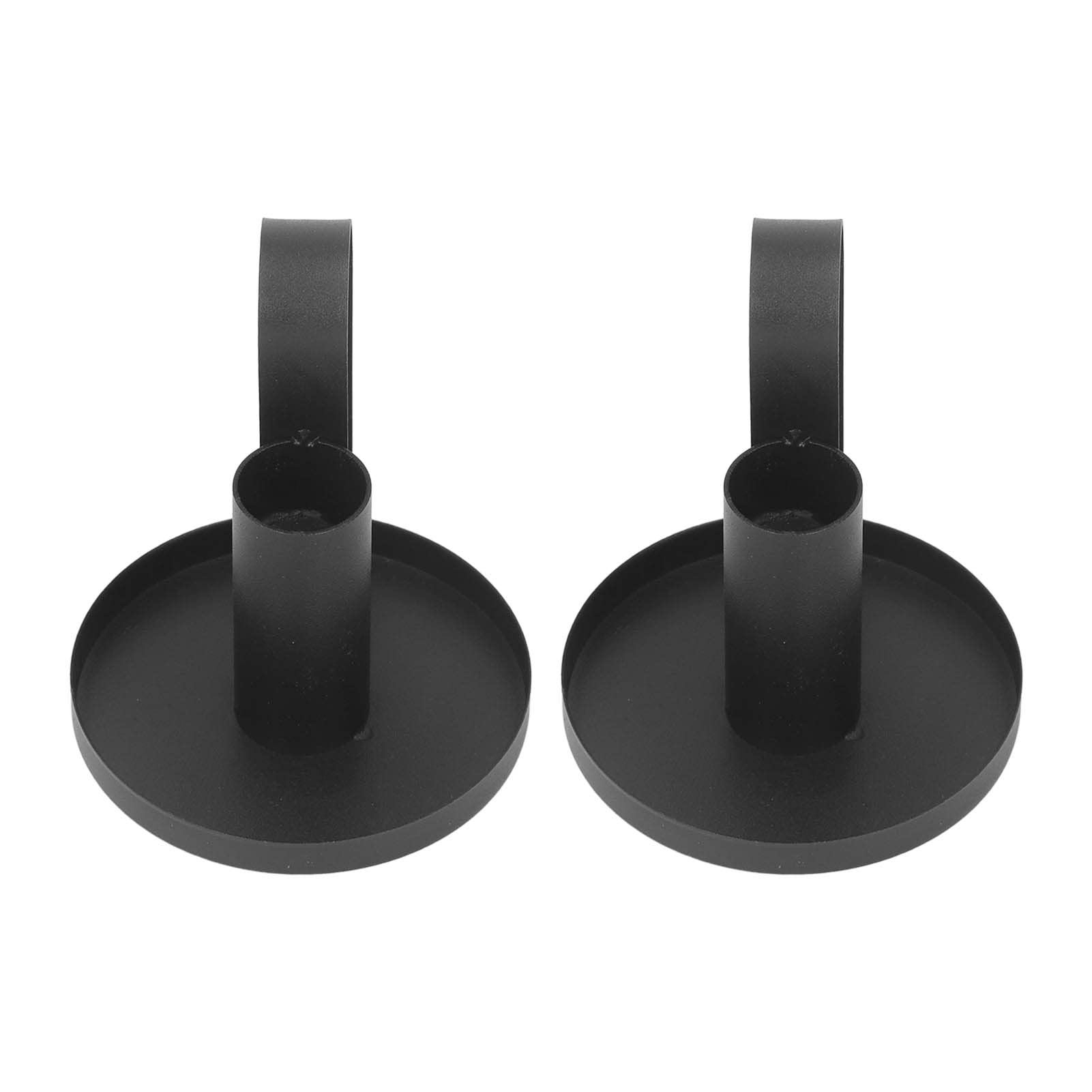 SOFW Black Metal Candle Holders Set of 2 - Matte Finish Iron Candle Sticks for Table Centerpiece, Wedding Decor, Dining Room & Home Decoration