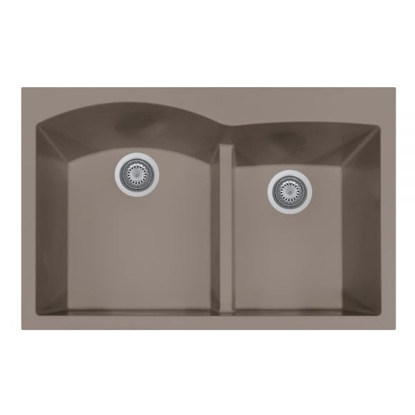 Hamat SIO 3322DATR TA Topmount Double Bowl Granite Composite Kitchen Sink in Taupe - Durable & Stylish for Modern Kitchens, Perfect for Food Prep and Cleanup