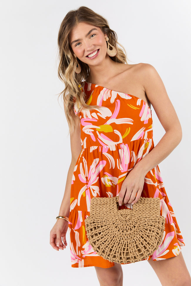Floral Printed One Shoulder Dress - Women's Summer Boho Chic Sundress for Beach Vacation & Outdoor Parties | Walking On Sunshine