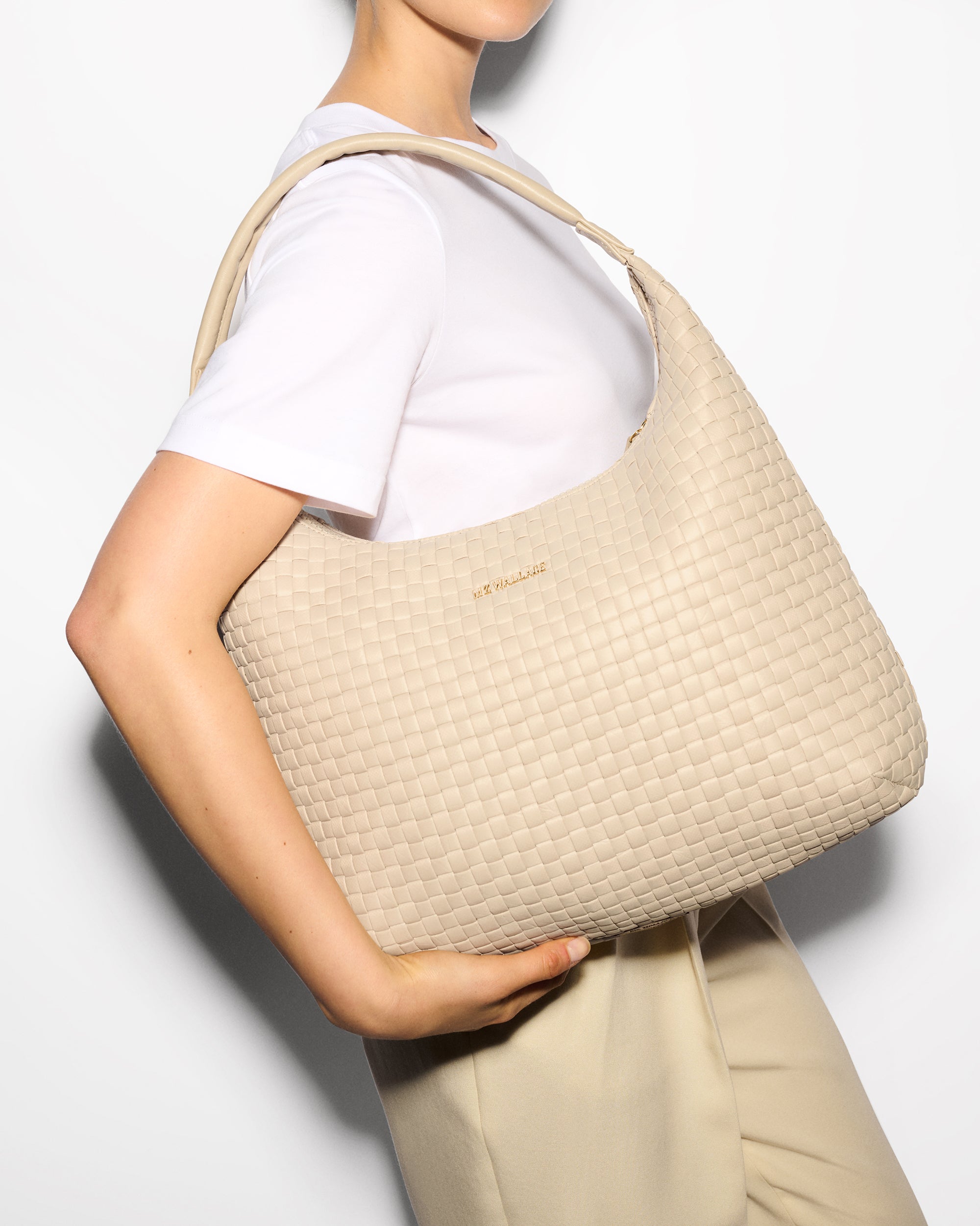 Large Buff Woven Shoulder Bag - Stylish & Durable Crossbody Purse for Women | Perfect for Travel, Shopping & Everyday Use