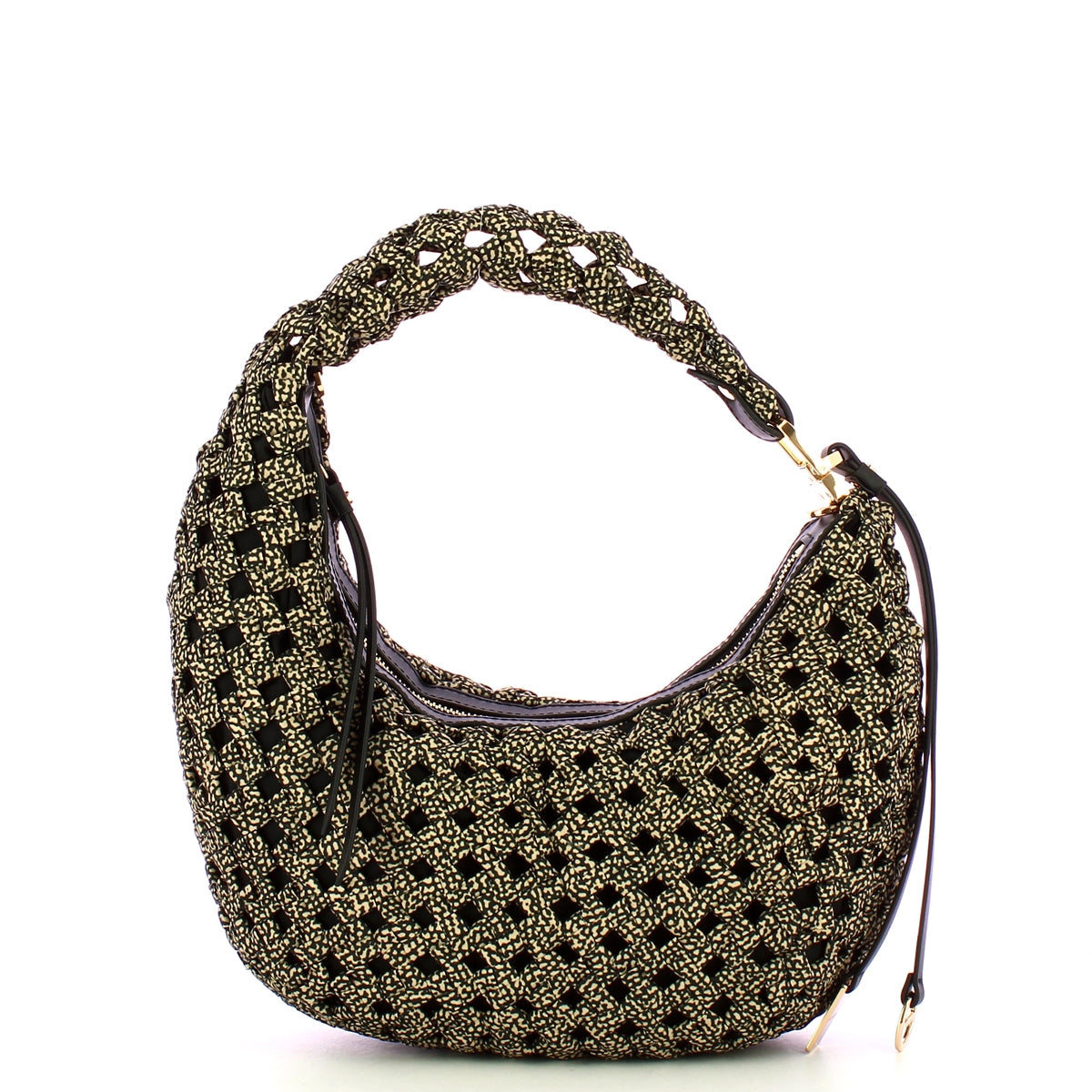 Borbonese La Nido Mini OP Naturale Nero Hobo Bag - Premium Leather Crossbody Purse for Women | Perfect for Work, Travel & Everyday Use