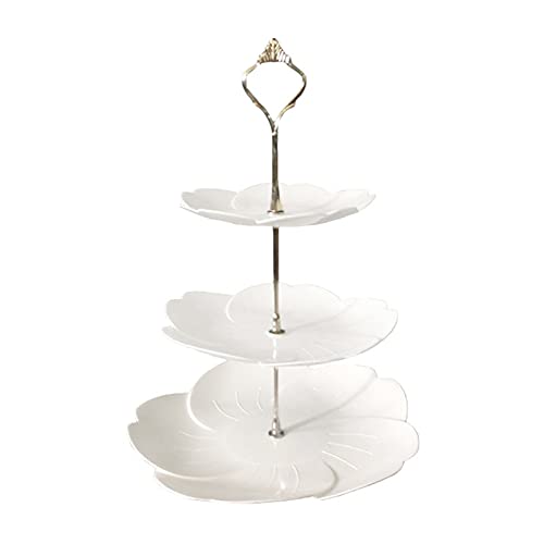 3-Tier Detachable Cake Stand - European Style Pastry Cupcake Fruit Plate for Wedding, Party & Home Decor - White Serving Dessert Holder for Fruits, Cakes & Snacks - Perfect for Afternoon Tea, Bridal Showers & Holiday Gatherings