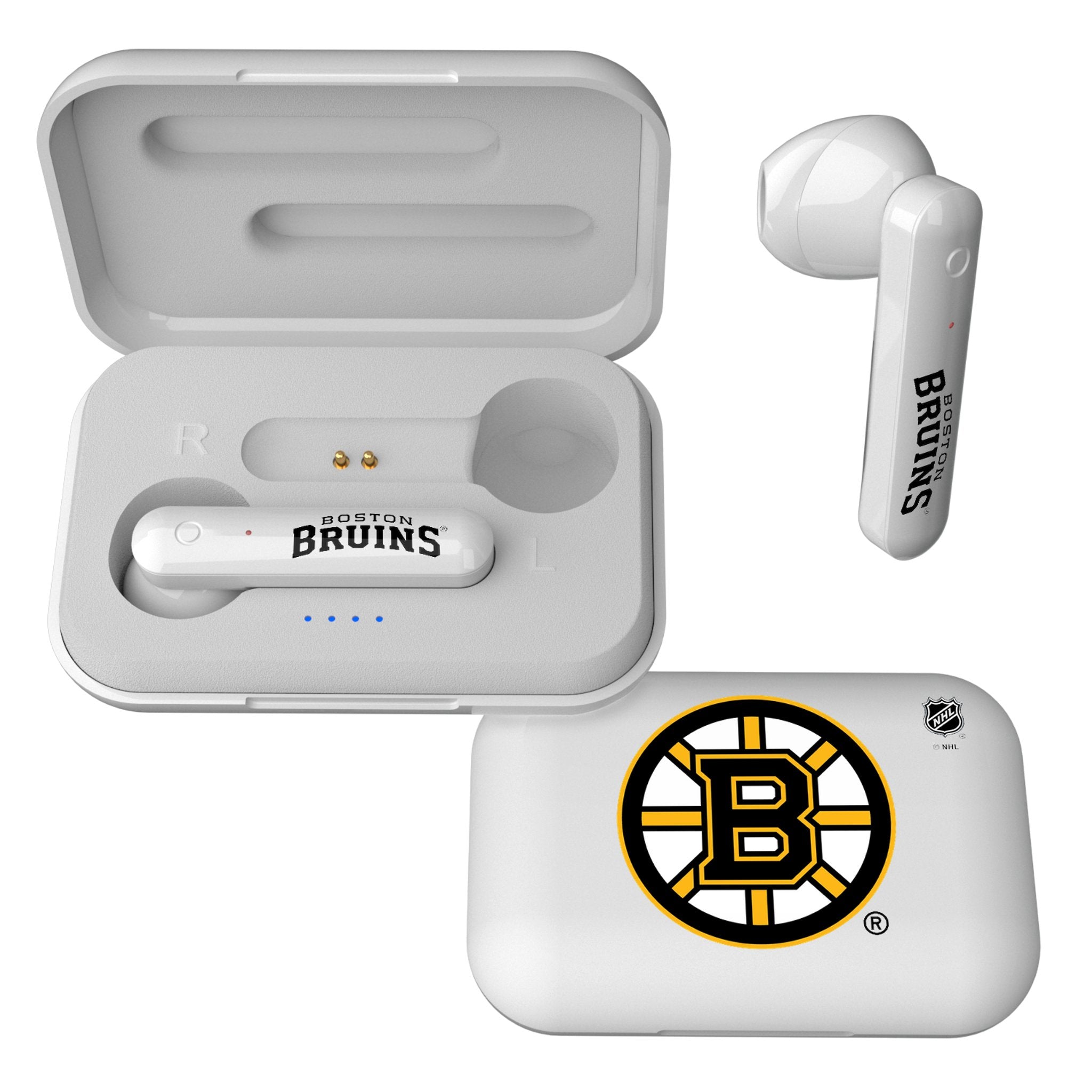 Boston Bruins Official Wireless TWS Earbuds - Bluetooth 5.0 Sports Headphones with Noise Cancellation for Hockey Fans - Perfect for Games, Workouts & Commuting