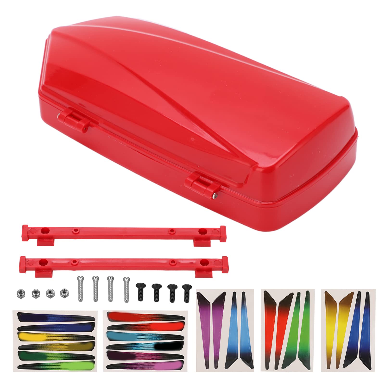 1/8 RC Car Roof Luggage Upgrade Part - Red Suitcase Decoration with Screw Nut for Remote Control Cars, Perfect for Off-Road Adventures and Customization