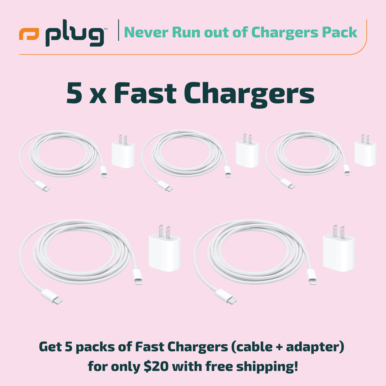 5-Pack Fast USB Chargers - High-Speed Wall Charger Adapter for iPhone, Android, Samsung - Never Run Out of Power - Perfect for Home, Office, Travel & Emergency Backup (Only $20)