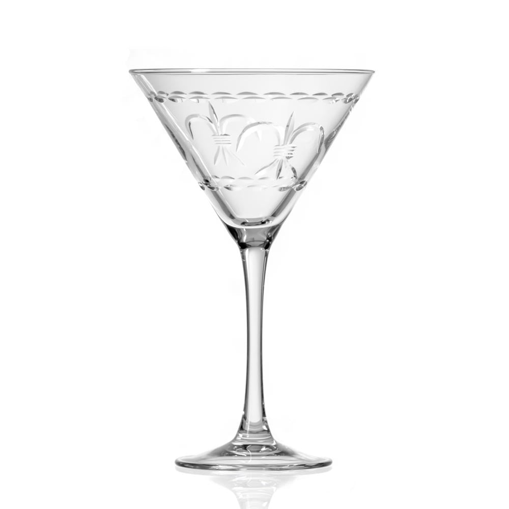 Premium Fleur De Lis 10oz Martini Cocktail Glasses - Set of 12 | Elegant Barware for Cocktail Parties, Weddings & Home Entertaining