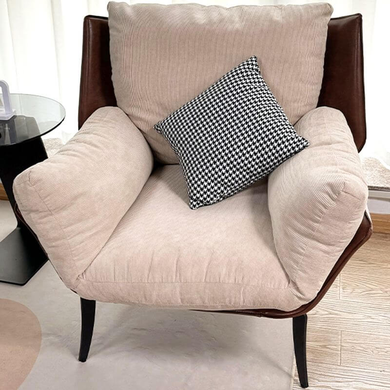 Minimalist White Accent Chair with Fixed Back & Armrests - Removable Cushions & Pillow Included - Perfect for Living Room, Bedroom or Office Decor
