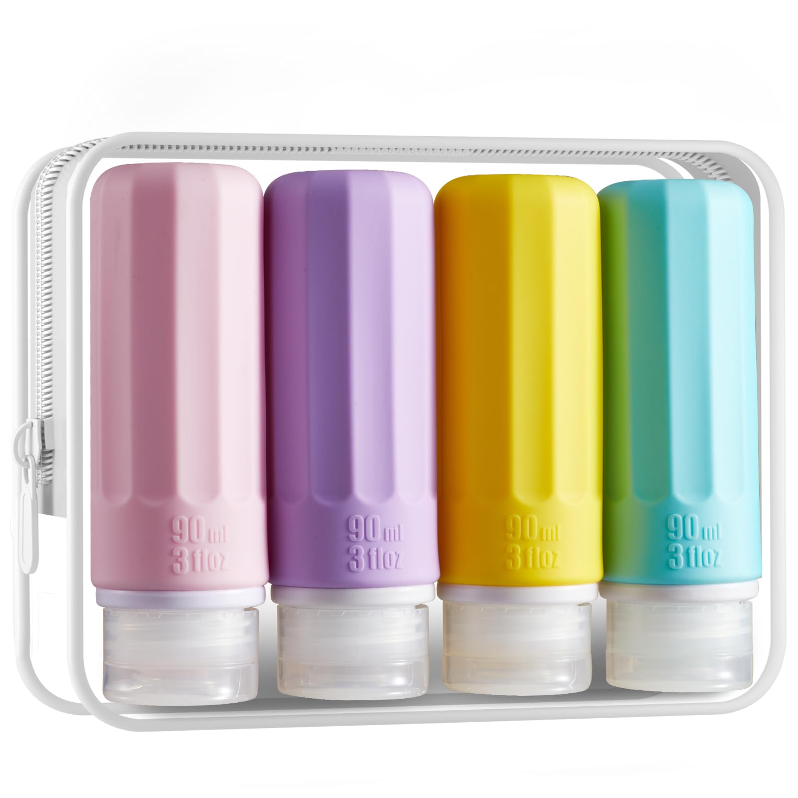 INSFIT 3oz TSA Approved Travel Bottles for Toiletries - Leak Proof BPA Free Silicone Squeeze Tubes for Shampoo, Conditioner, Lotion & Body Wash with Labels - Perfect for Air Travel, Gym & Vacation Essentials