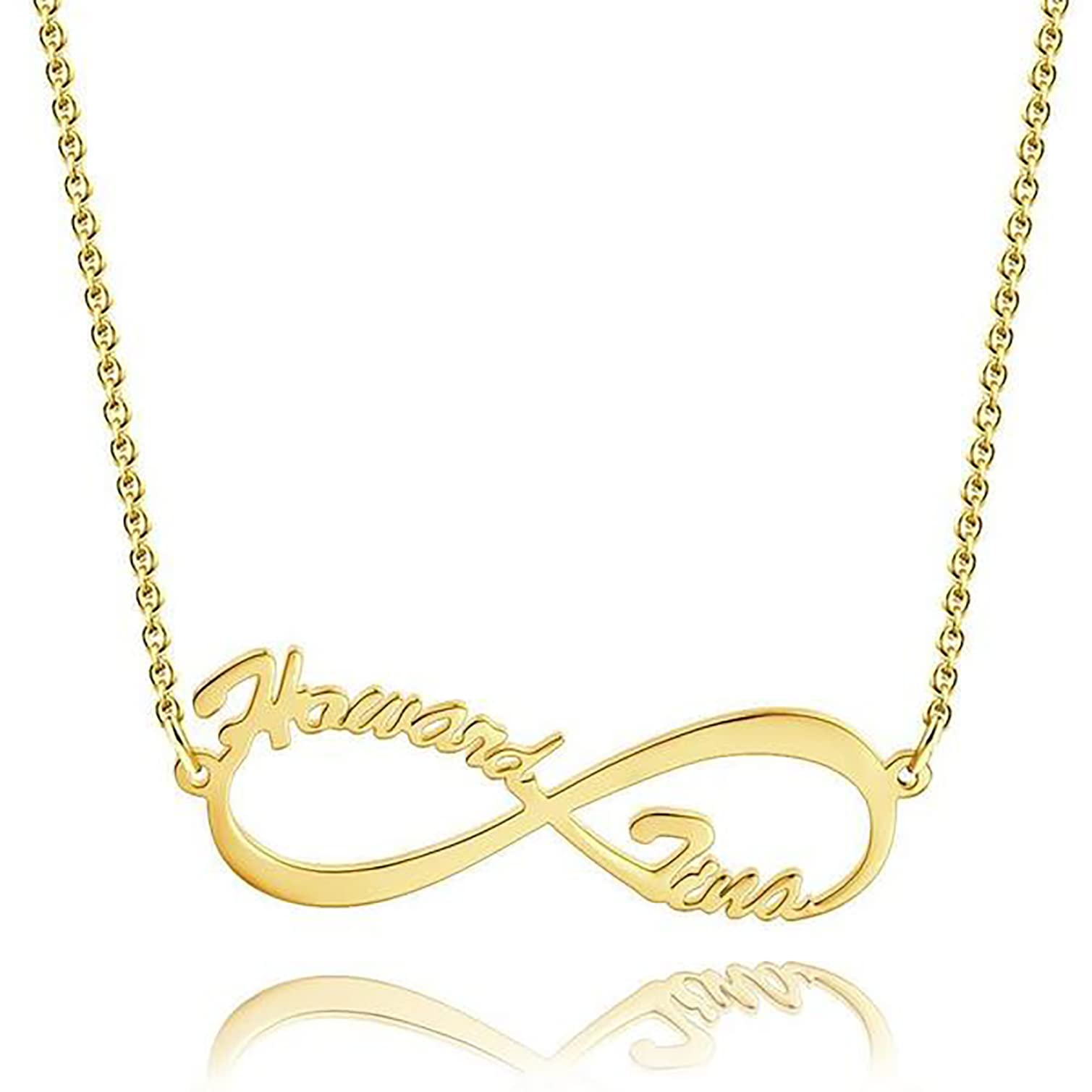 SISGEM 10K 14K 18K Real Gold Infinity Nameplate Necklace for Women & Couples - Custom Name Personalized Jewelry Gift for Birthday, Christmas, Anniversary - Perfect for Date Night, Wedding, Valentine's Day