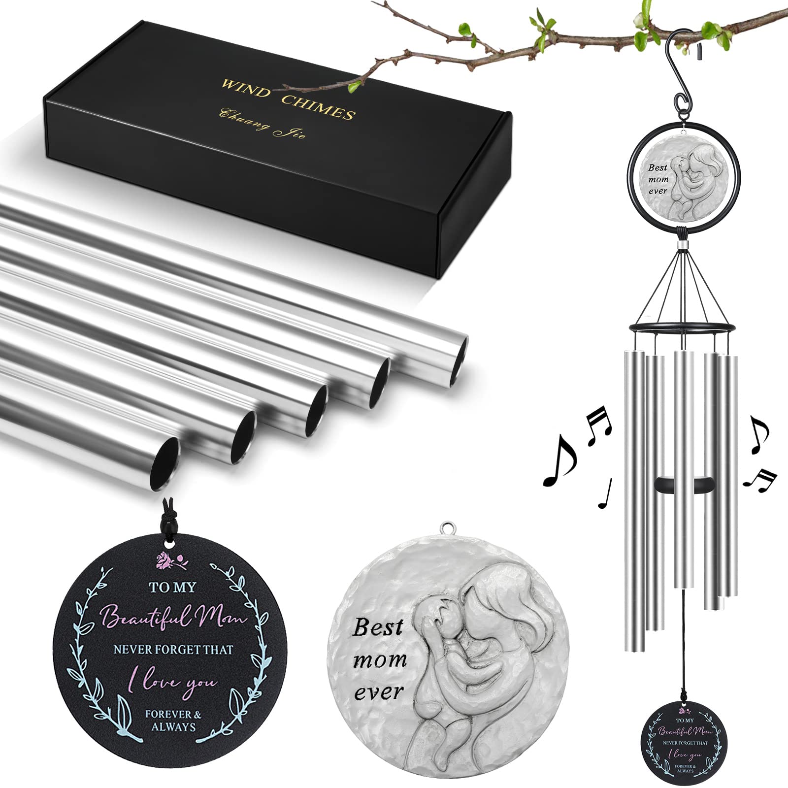 Beautiful 36” Outdoor Wind Chimes - Perfect Birthday & Thank You Gift for Mom from Daughter or Son | Thoughtful Present for Mothers of All Ages | Ideal for Garden, Patio & Home Decor