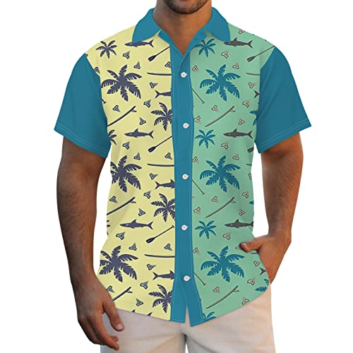 Men's Casual Short Sleeve Printed Button Down Shirt - Summer Breathable Black Top for Work, Dating & Outdoor Activities