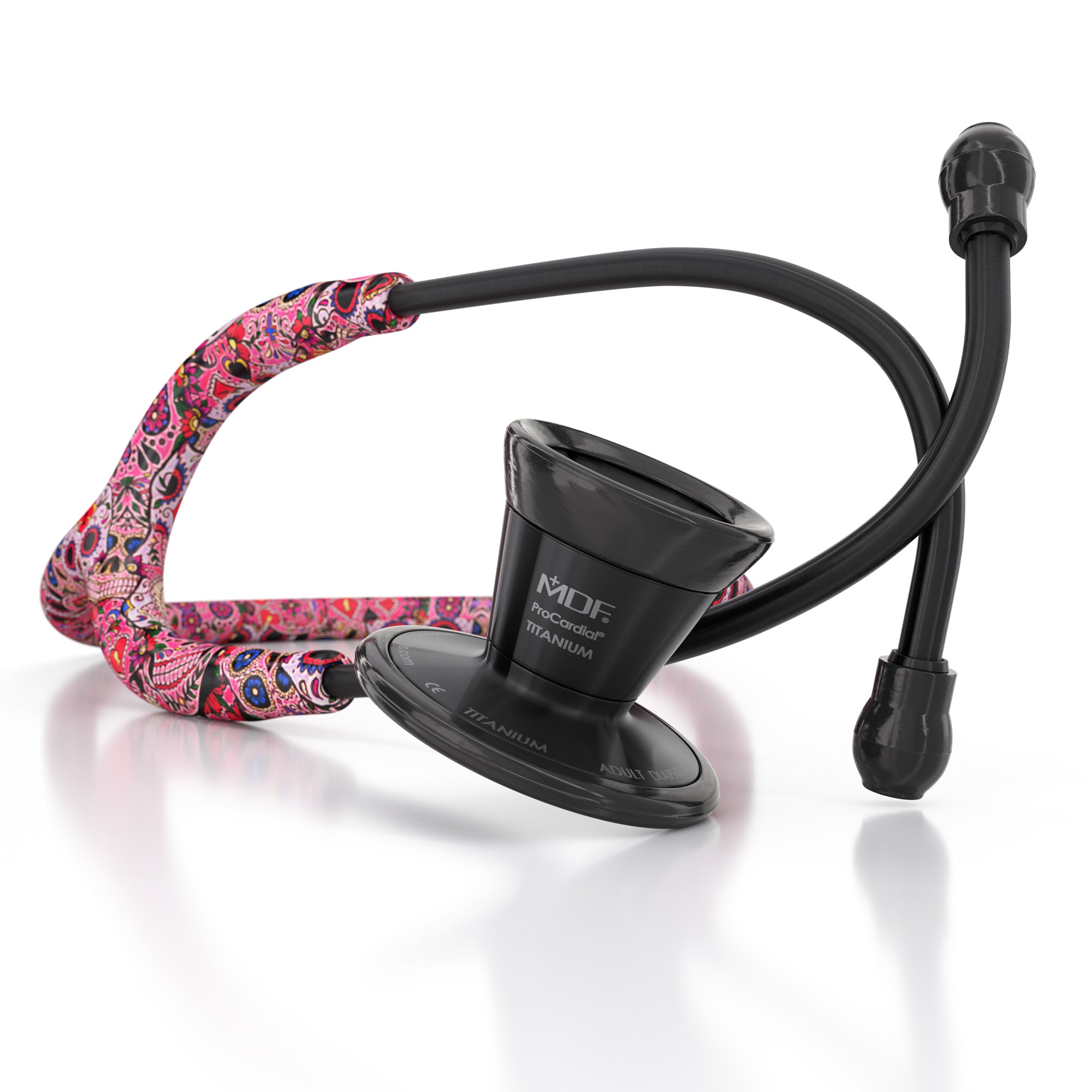ProCardial® Titanium Cardiology Stethoscope - Professional Medical Stethoscope for Doctors & Nurses, Sugar Skull/Blackout Design - Ideal for Cardiac Exams, Physical Assessments & Clinical Use