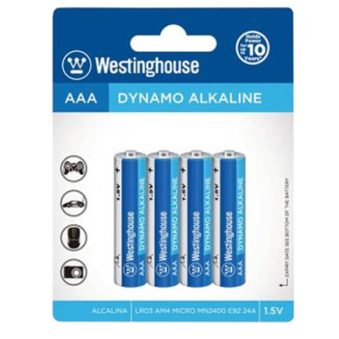 Westinghouse AAA Alkaline Batteries 4-Pack - Long-Lasting Power for Remote Controls, Toys, Flashlights & More