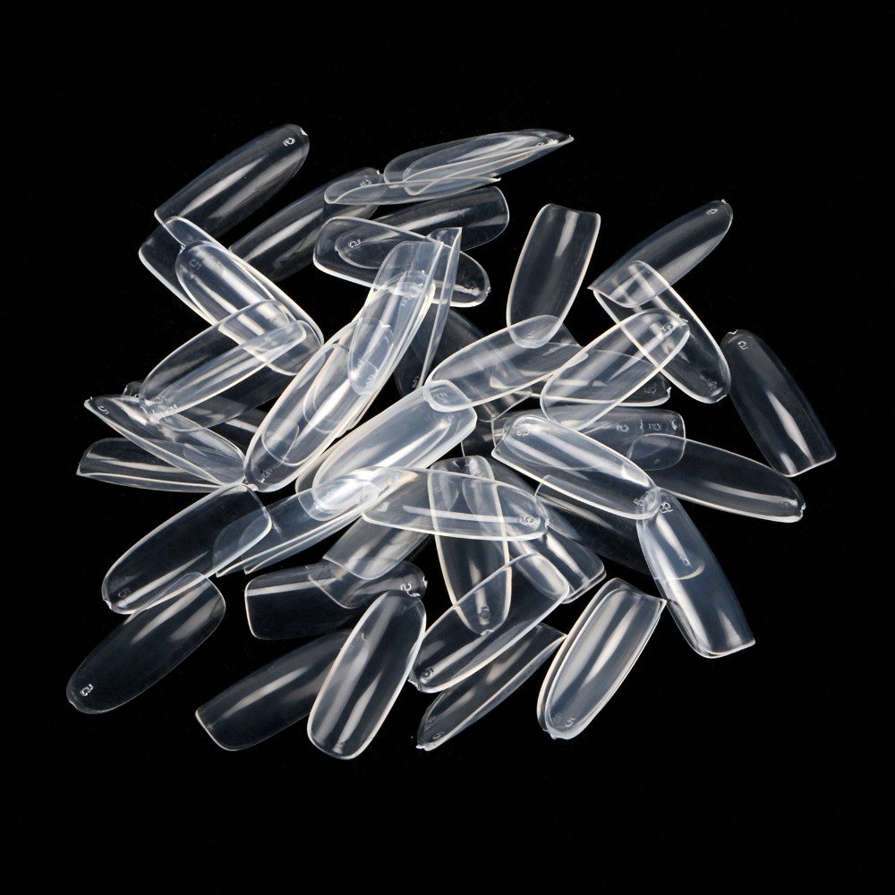 BOO7-500 Clear False Fake Full Oval Nails - 500pcs Acrylic Press On Nails for Women, Natural Long Fake Nails for Manicure, Salon & Party Use