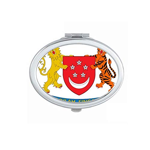 DIYthinker Singapore Asia National Emblem Mirror - Portable Folding Double-Sided Makeup Mirror with Case, Perfect for Travel, Home Vanity & Handbag Essentials
