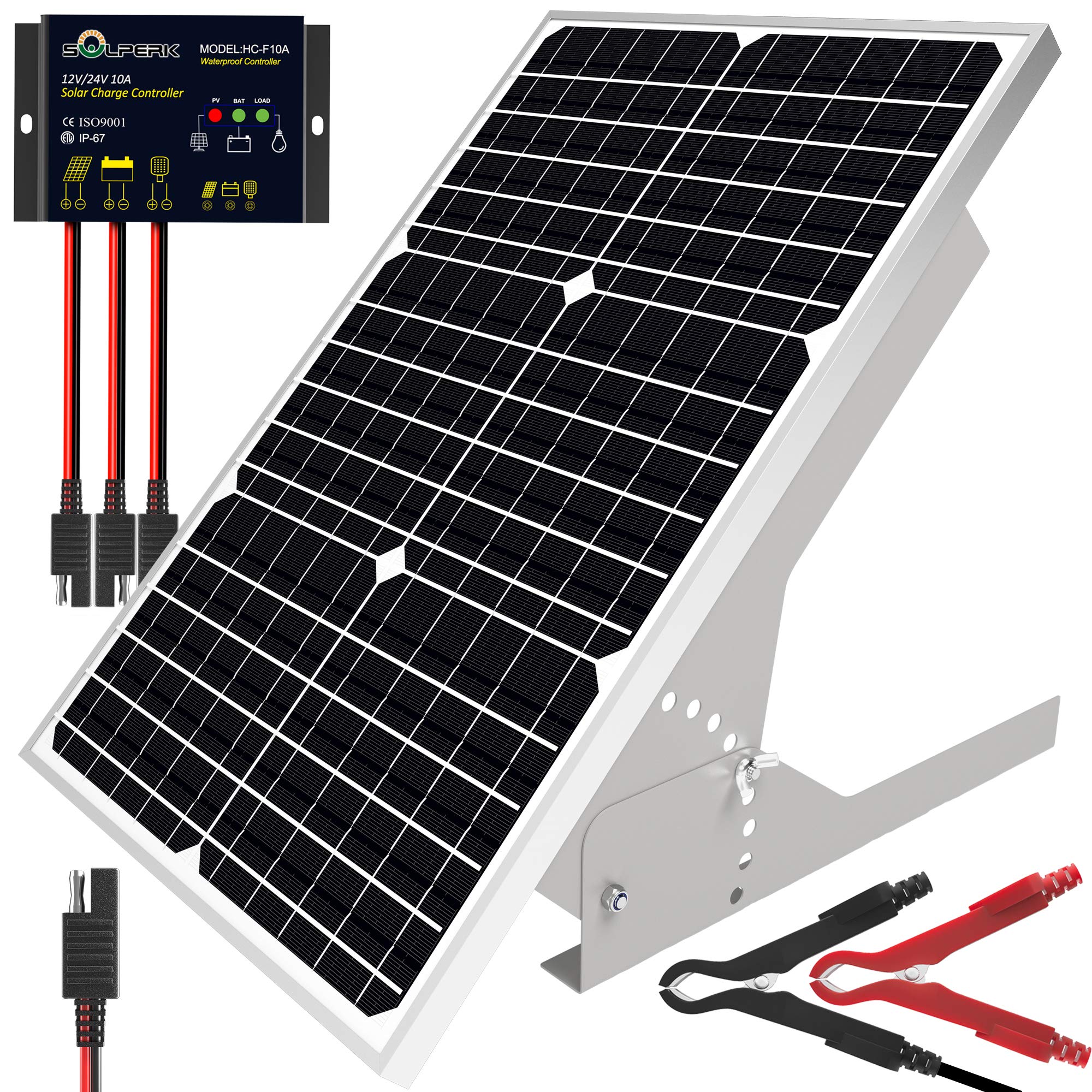 30W Monocrystalline Solar Panel Kit 12V with Waterproof Controller & Adjustable Mount - Off Grid Solar Charger for RV, Boat, Car, Motorcycle, Marine & Camping | Perfect for Road Trips, Outdoor Adventures & Emergency Power Supply