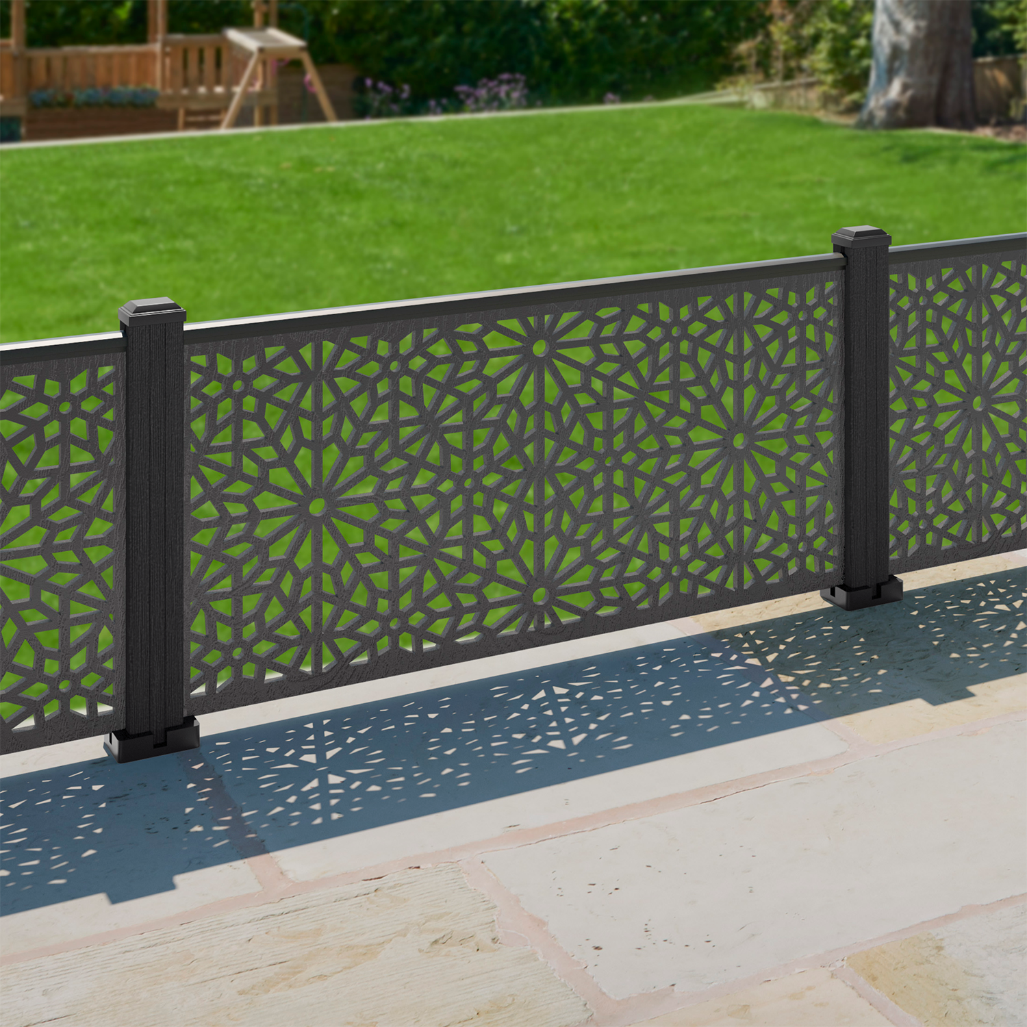 Alnara Decorative Fence 120x60cm with Composite Posts - Perfect for Garden, Yard, and Outdoor Landscape Decoration