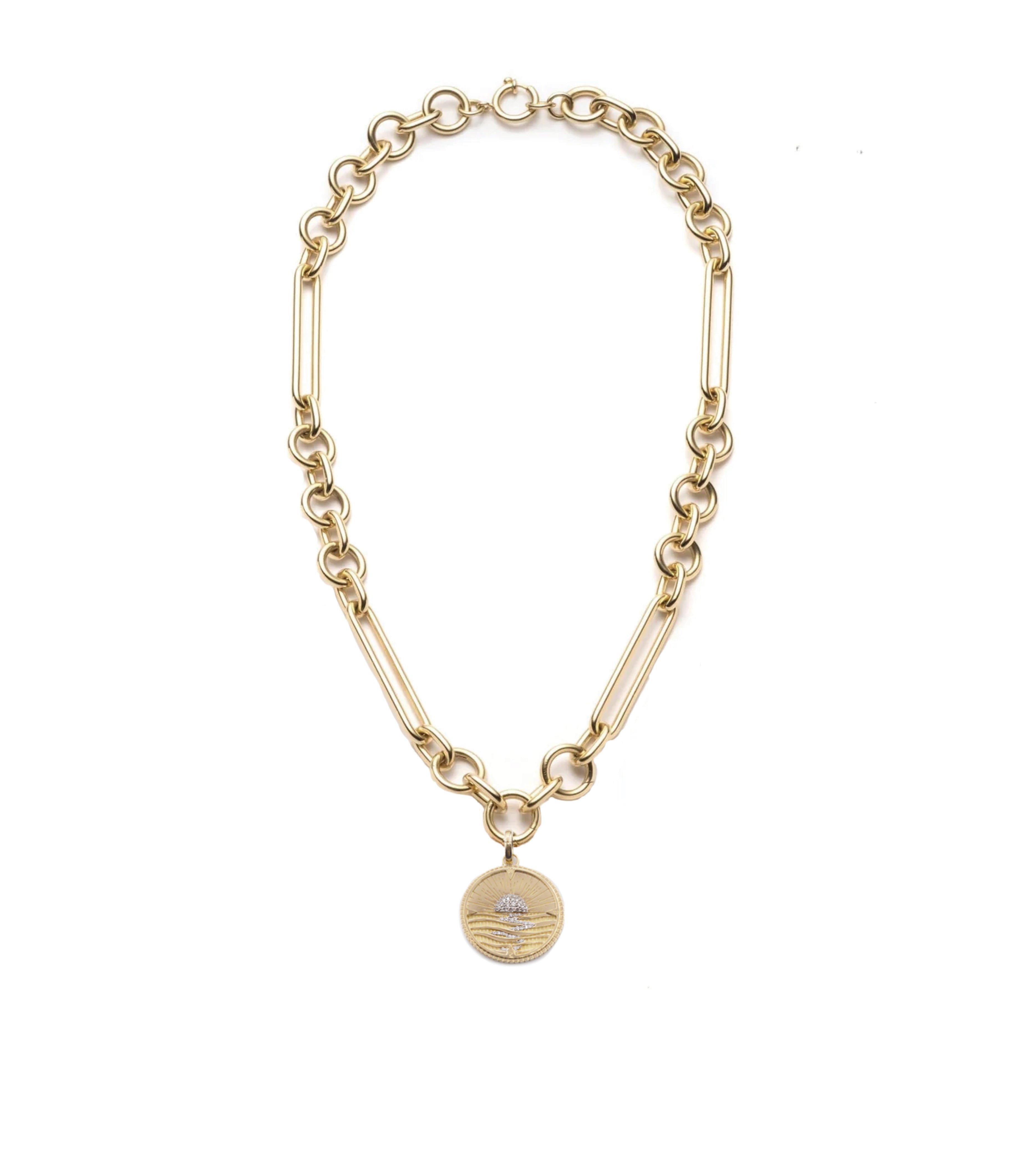New Beginnings Internal Compass Oversized Mixed Clip Necklace - Trendy Statement Jewelry for Women, Perfect for Parties, Weddings & Everyday Wear