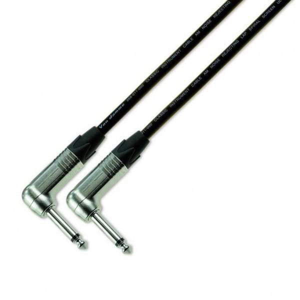 Van Damme Pro Guitar Cable - Right Angle 2 ft Premium Instrument Cable for Electric Guitar, Bass, and Amplifiers - Ideal for Live Performances, Studio Recording, and Home Practice