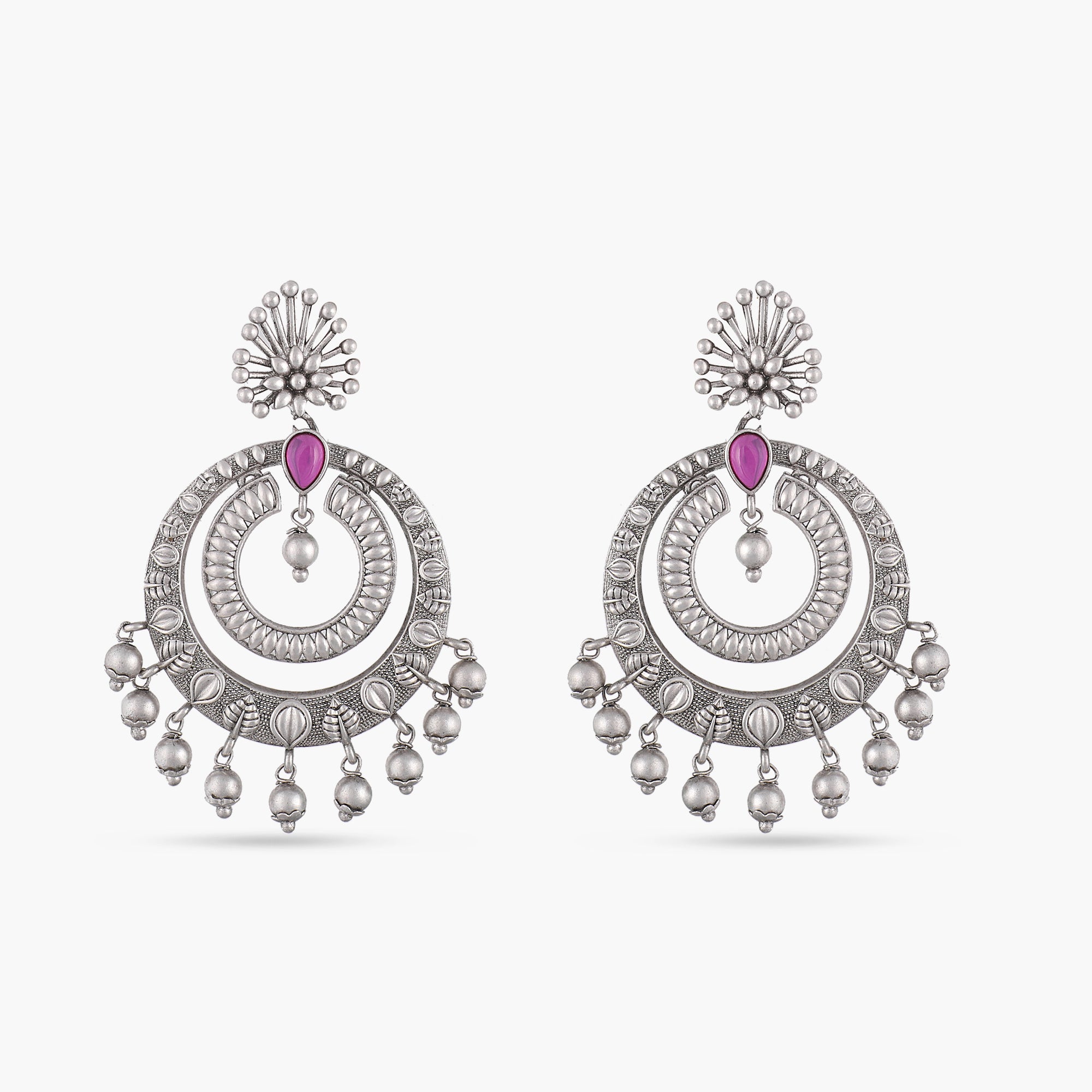 Exquisite Antique Silver Chandbali Earrings for Women – Traditional Indian Jewelry for Weddings, Parties & Festive Occasions