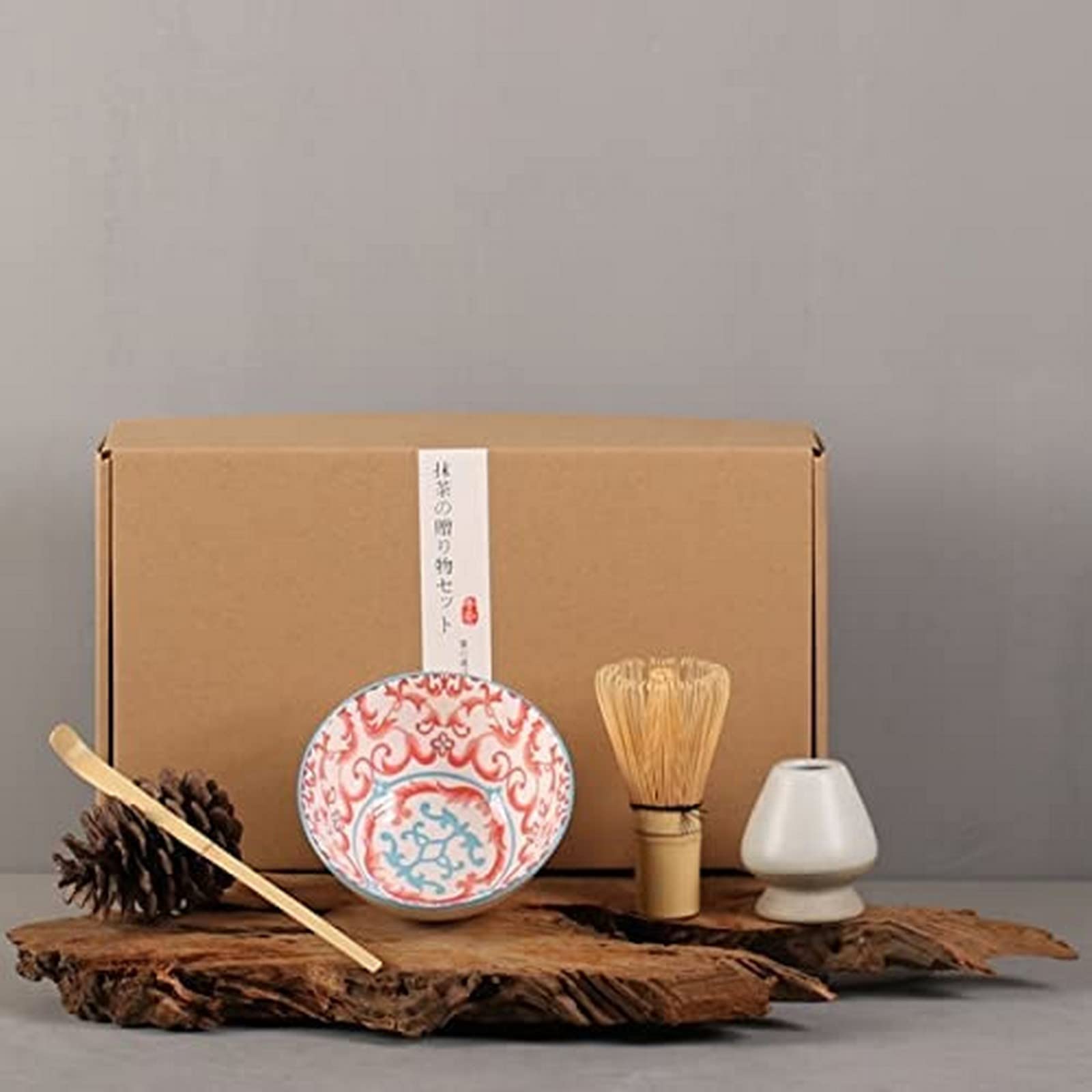 Premium Japanese Matcha Bowl Set - 5-Piece Ceramic Matcha Tea Set with Whisk, Scoop & Holder - Authentic Traditional Matcha Giftset for Tea Ceremony - Perfect for Home Tea Brewing, Zen Meditation & Japanese Cultural Gifts (Box22)
