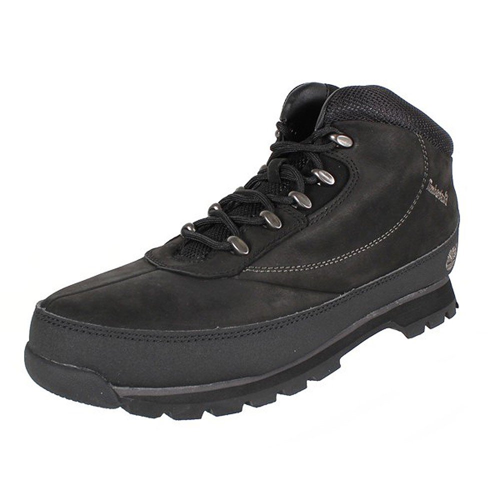 Timberland Men's Black Eurobrook Leather Boots - UK Size 8 | Waterproof Hiking & Outdoor Work Boots for Men