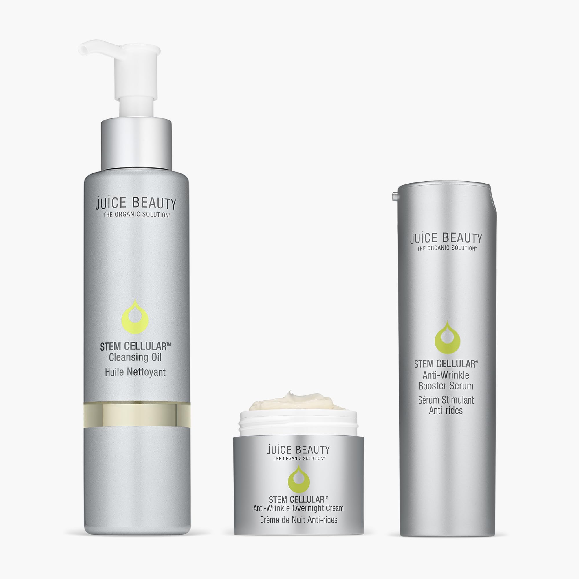 Juice Beauty Anti-Wrinkle 3-Step Skincare Set - Cleansing Oil, Night Cream & Serum for Younger Skin | Vegan, Cruelty-Free | Perfect for Nighttime Routine & Anti-Aging Care