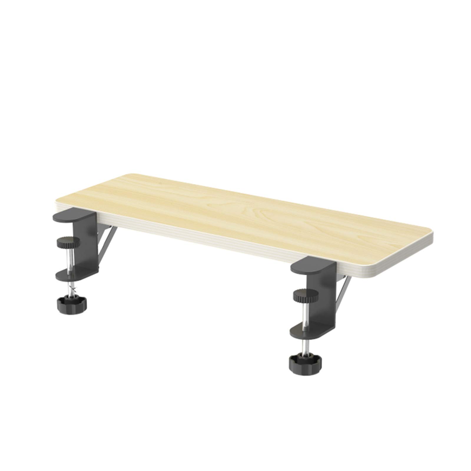 Foldable Solid Wood Desktop Extension Table with Ergonomic Keyboard Tray & Wrist Rest - Space-Saving Computer Desk Extender (55cm/64cm Width) for Home Office Workstation Setup | No Tools Installation Required