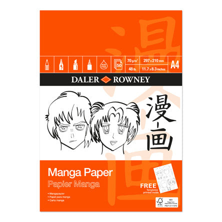 Daler Rowney Manga Pad A4 - Premium Sketchbook for Anime & Manga Drawing, 50 Sheets, 100gsm - Perfect for Artists, Students & Comic Creators (Ideal for Sketching, Character Design & Illustration Practice)