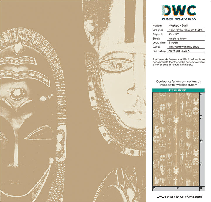 Masked Earth Wallpaper - Premium Self-Adhesive Peel and Stick Wallpaper for Home & Office Decor - Perfect for Living Room, Bedroom, and Accent Walls