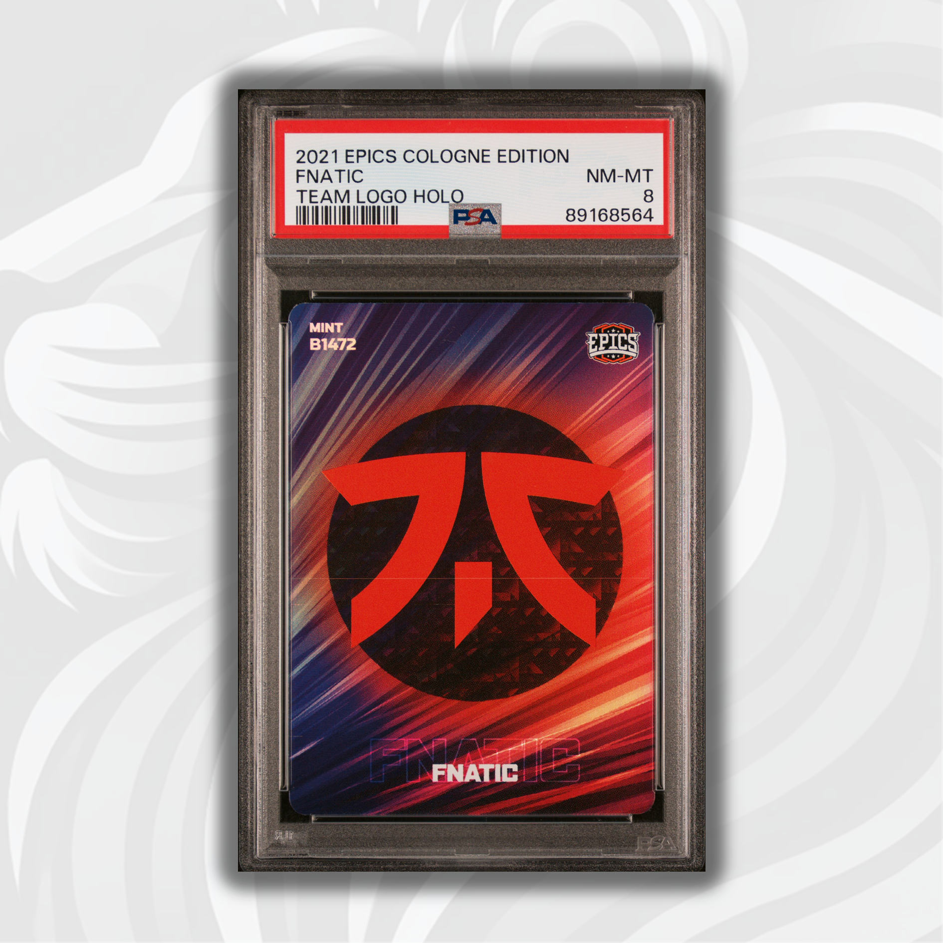 PSA 8 Graded Fnatic #B1472 Team Logo Holo 2021 Epics Cologne Edition - Rare Esports Collectible for Display & Investment