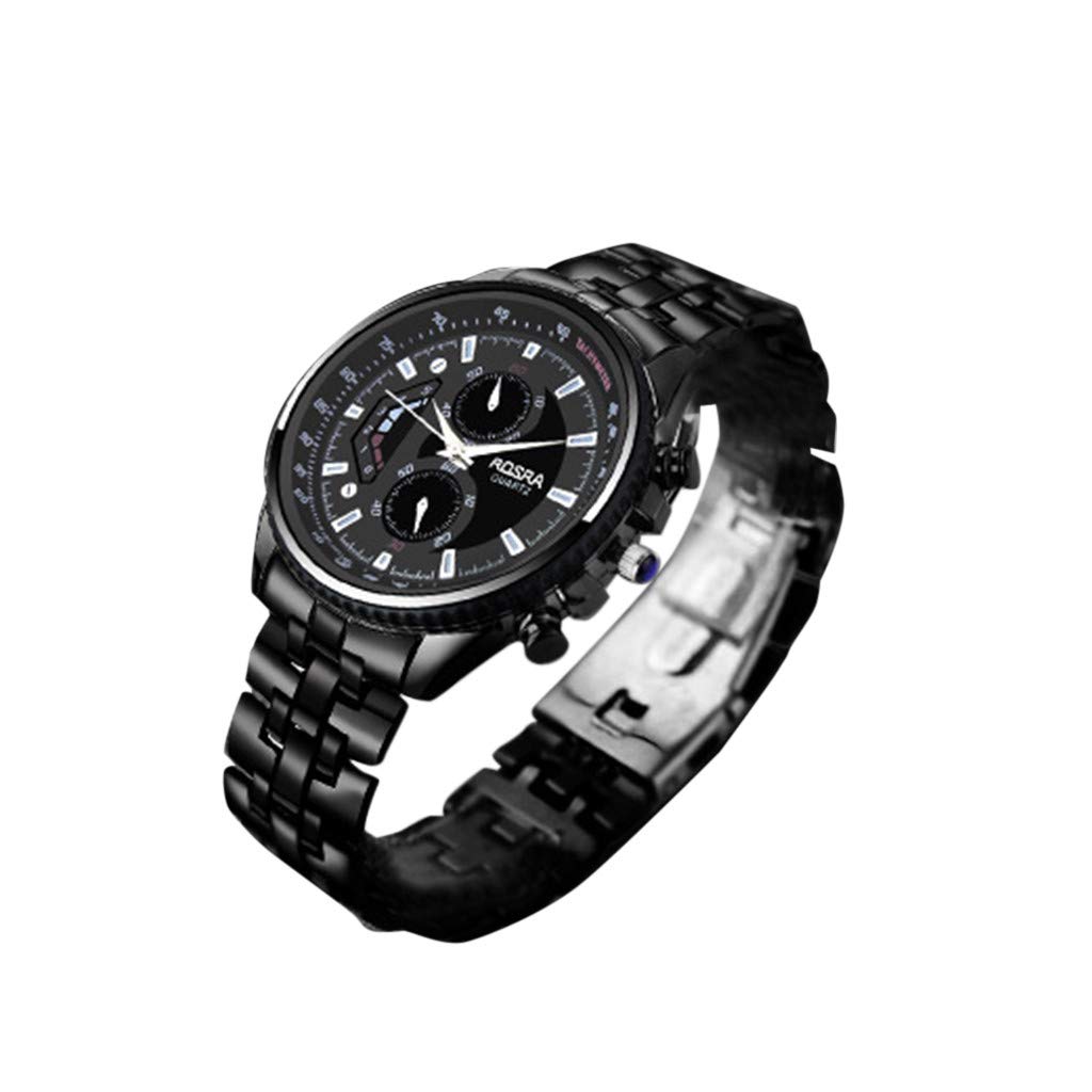 Stylish Black Stainless Steel Quartz Watch for Men - Durable Sport & Solar-Powered Design - Perfect for Outdoor Activities, Work, and Casual Wear