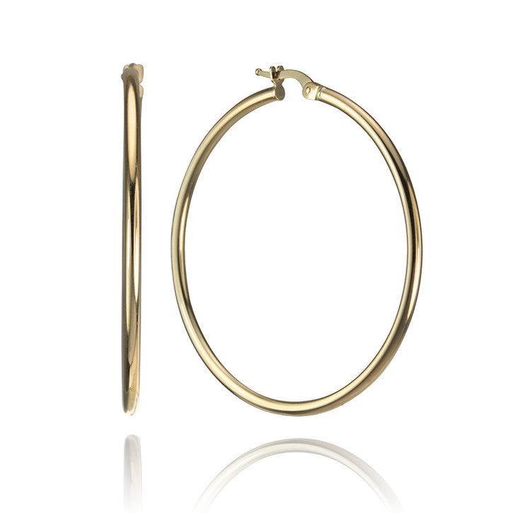 14K Yellow Gold Classic Large Hoop Earrings for Women - Timeless Everyday Jewelry for Work, Parties & Special Occasions