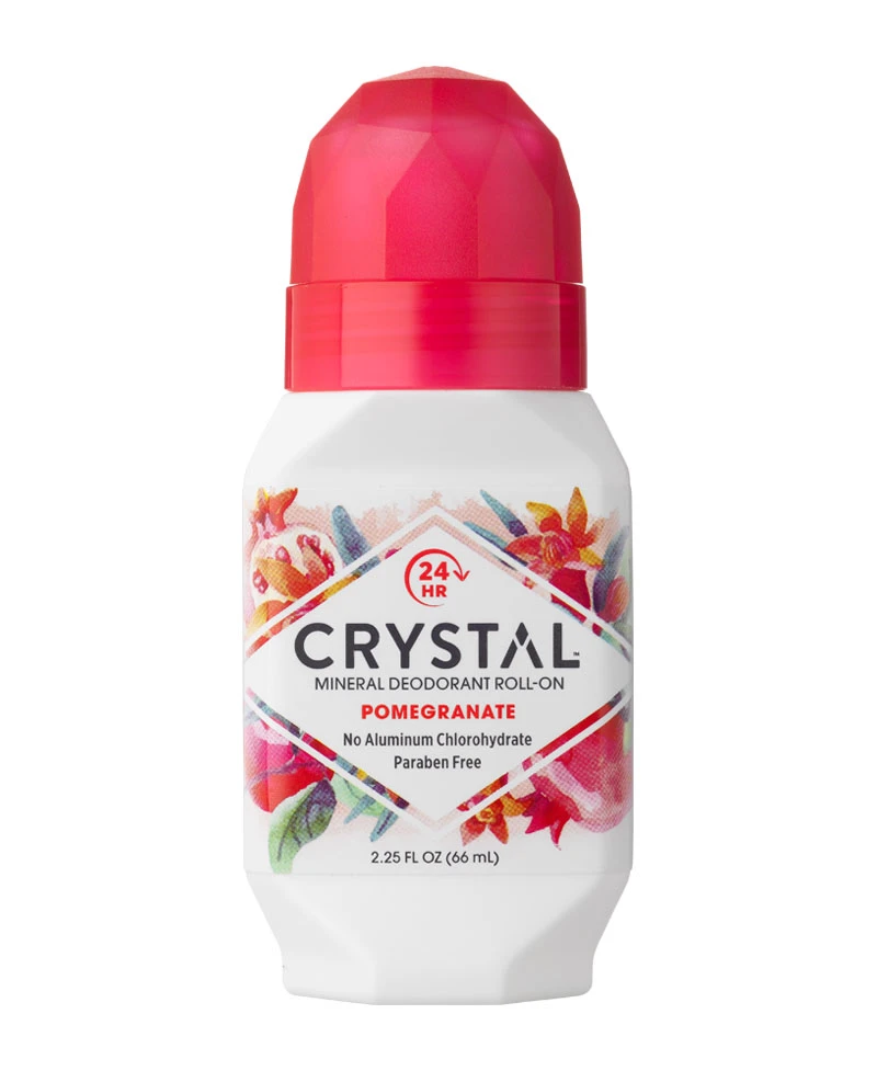 Natural Crystal Roll-On Deodorant for Women & Men - Pomegranate Scent, Aluminum-Free, Long-Lasting Odor Protection - Perfect for Gym, Work & Daily Freshness