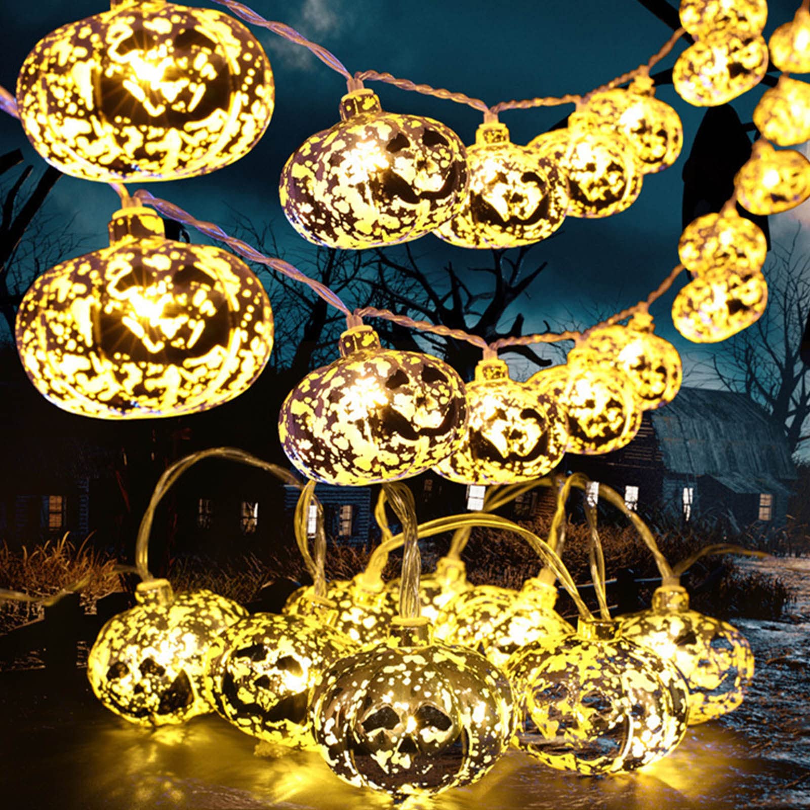 Halloween Pumpkin String Lights - 20 LED 8.2ft for Indoor Outdoor Party Decor