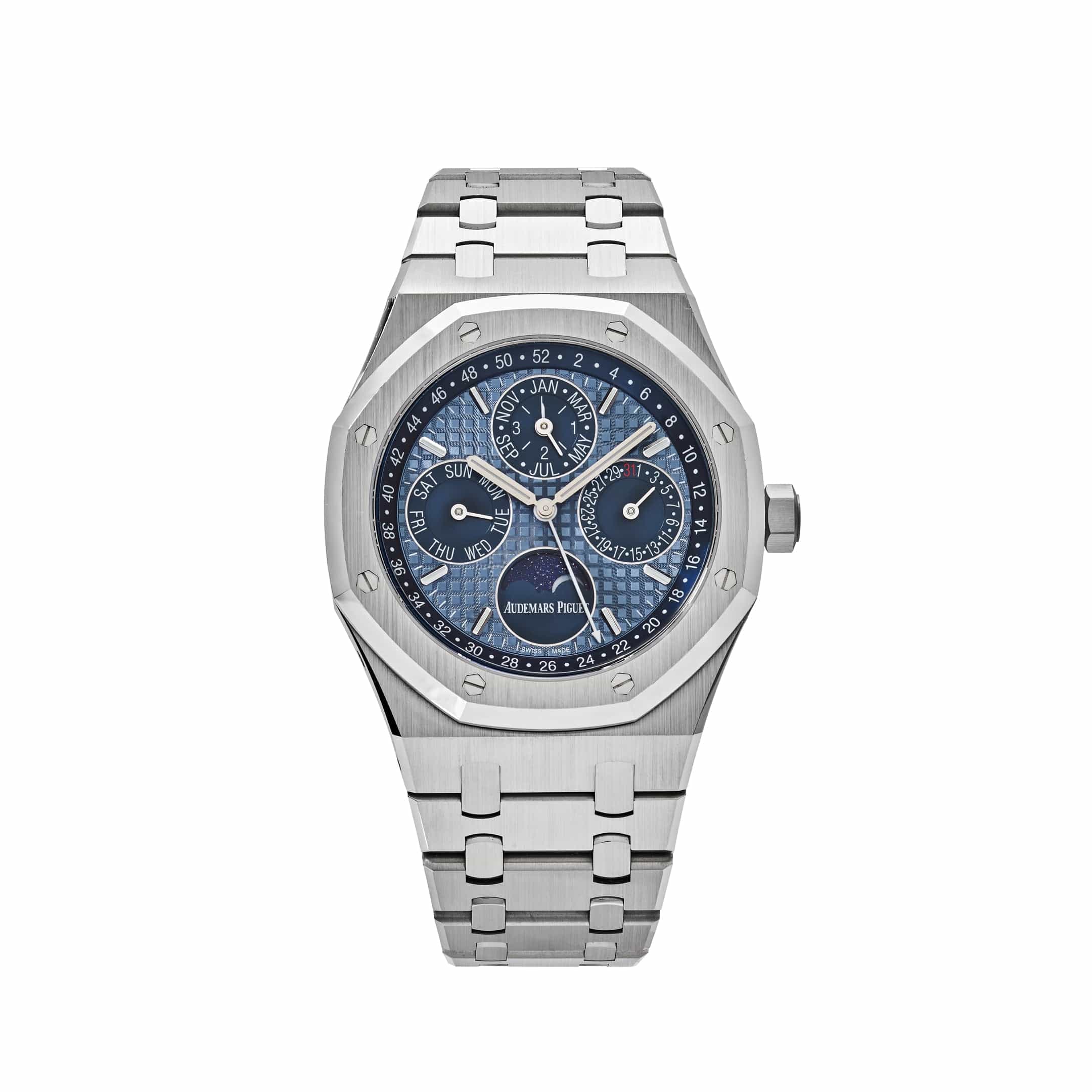 Audemars Piguet Royal Oak Perpetual Calendar 26574ST.OO.1220ST.03 Stainless Steel Watch with Ice Blue Dial - Luxury Timepiece for Business, Formal Events & Collectors
