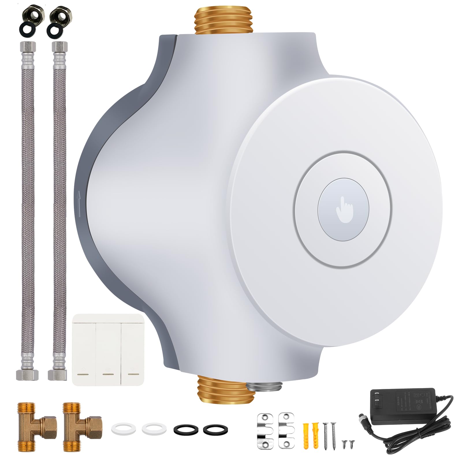 Smart Instant Hot Water Recirculating Pump System - NSF/ANSI 61 & 372 Certified - 3-Speed Built-in Thermostat - Ultra Quiet HBS24-12 - Compatible with Tanked & Tankless Water Heaters - Perfect for Homes, Hotels & Commercial Buildings
