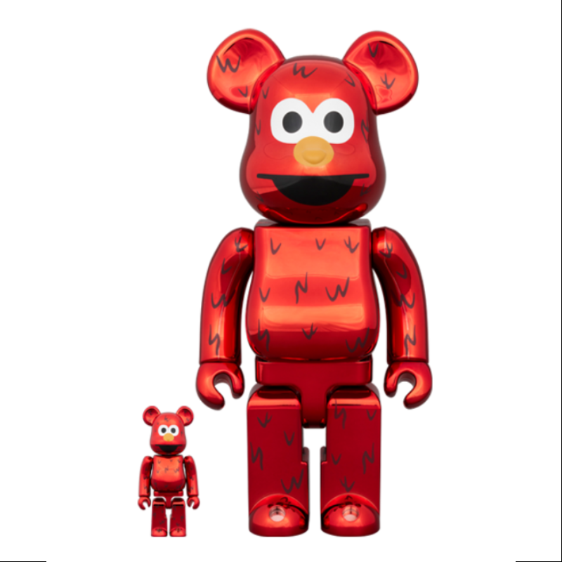 Be@rbrick Elmo Chrome Version 400% & 100% Limited Edition 2024 - Collectible Vinyl Art Toy for Display, Gifts, and Pop Culture Enthusiasts