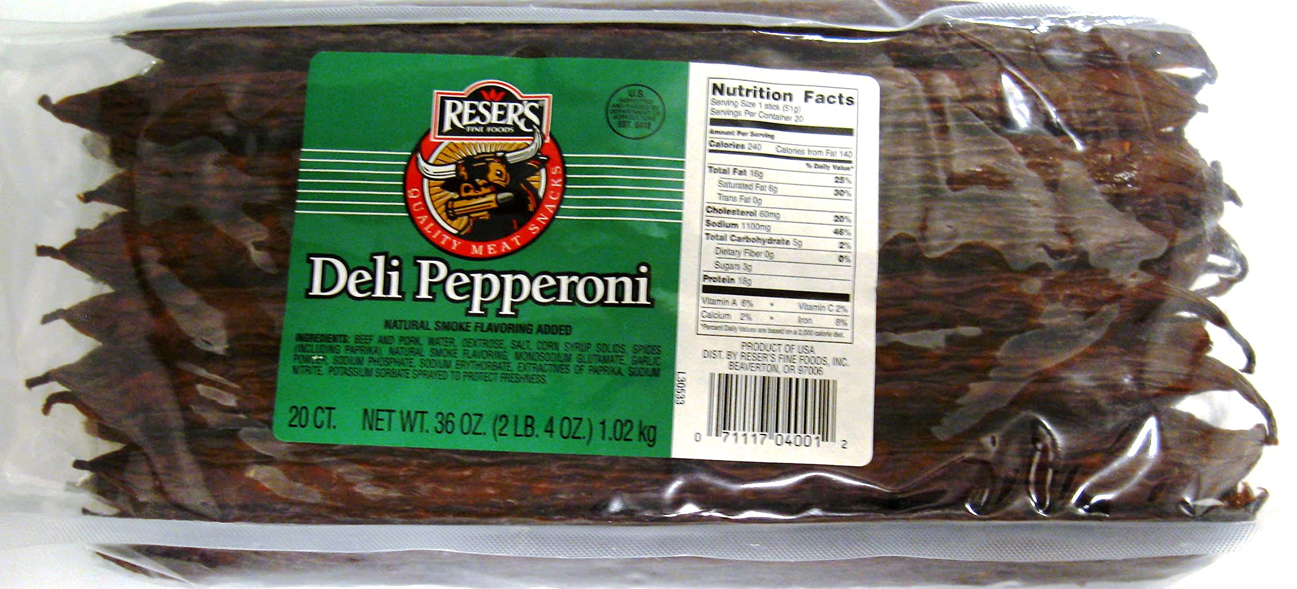 Premium Smoked Deli Pepperoni - 36 oz Bulk Package for Pizza, Charcuterie Boards & Party Platters | High-Quality Cured Meat for Sandwiches, Snacking & Cooking