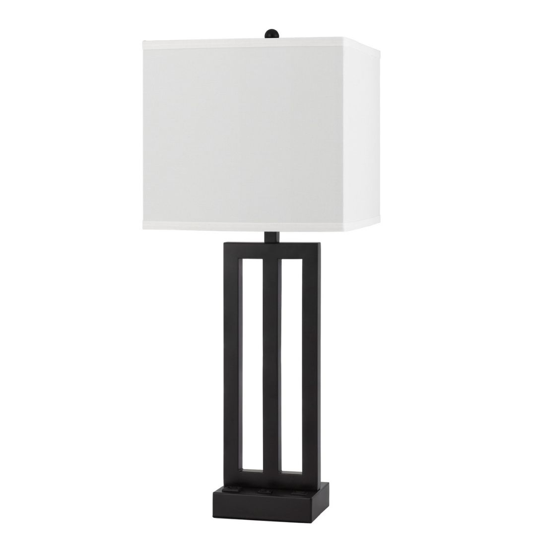 Cal Lighting Cachan Metal Night Stand Lamp - Modern Bedside Table Lamp with USB Port for Bedroom, Living Room & Office - Perfect for Reading, Working & Relaxing