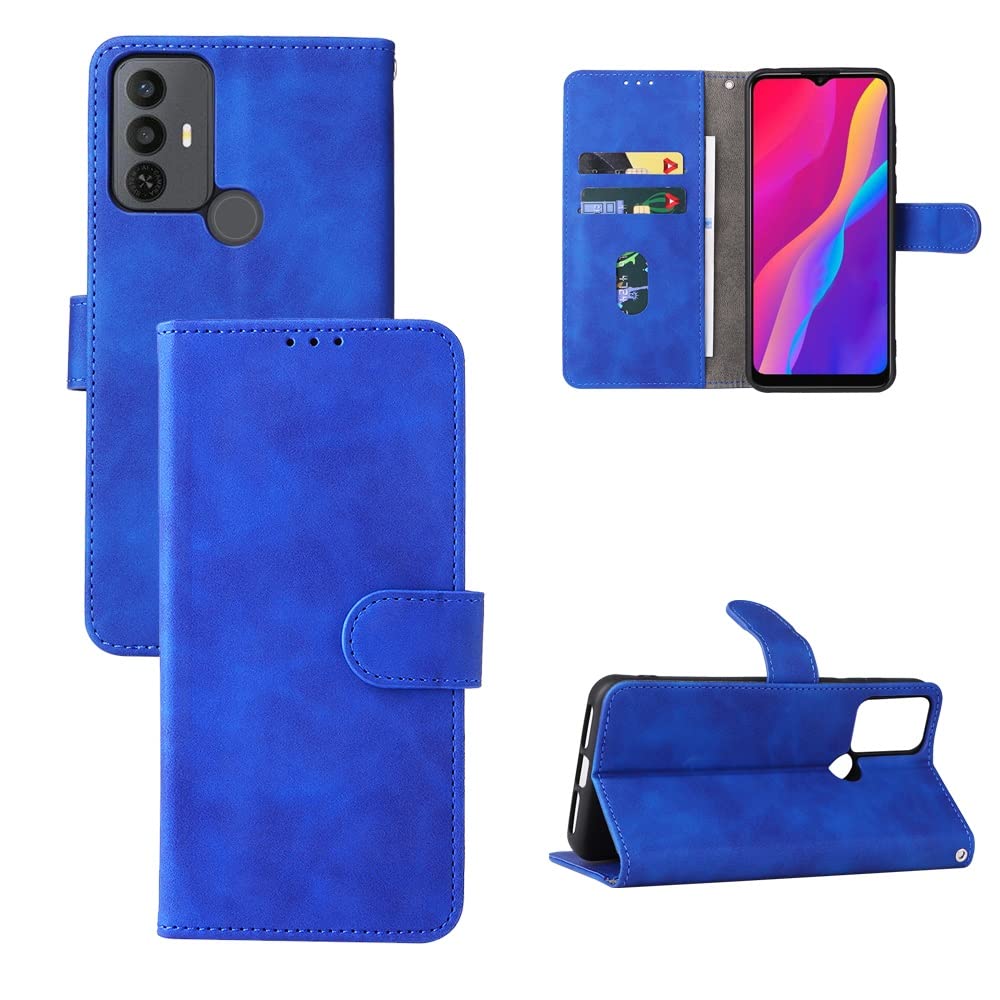 Premium PU Leather Flip Wallet Case for TCL 30 SE & Sharp Aquos V6/V6 Plus - Shockproof Protective Phone Cover with Credit Card Slots & Wrist Strap | Perfect for Business Travel, Daily Commute and Hands-Free Convenience
